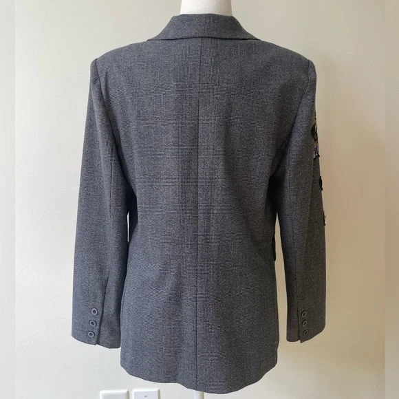 Vintage Alberto Makali Blazer Size 10 Blue Floral Appliqué Unique Maximalist - Picture 5 of 8